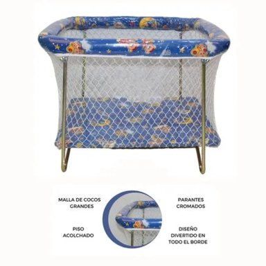 CORRAL PARA BEBES ACOLCHADO CAMBREL AZUL - 2