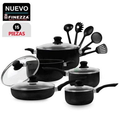 SET DE OLLAS ANTIADHERENTES FINEZZA FZ-1655T NEGRO