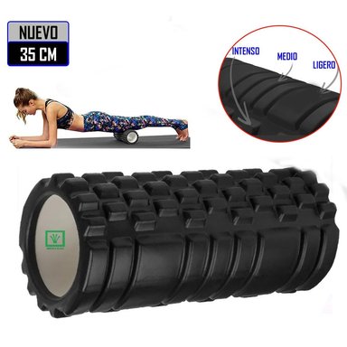 FOAM ROLLER 35CM RODILLO DE ESPUMA PARA MASAJE NEGRO