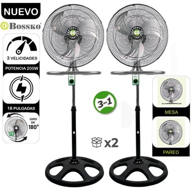 VENTILADOR PEDESTAL 3 EN 1 DE 18″ 200 W BK-8218VI/NG CAJA DE 2U