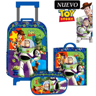 SET DE MOCHILA CON RUEDAS OFICIO LONCHERA Y CARTUCHERA TOY STORY