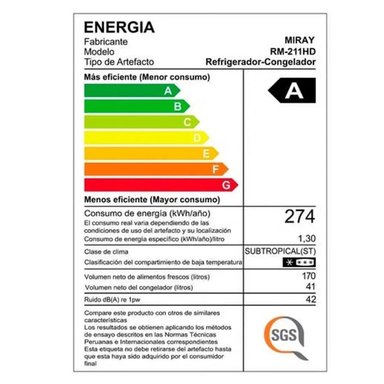 REFRIGERADORA MIRAY RM-211HD EUROFRÍO 211 L - 7