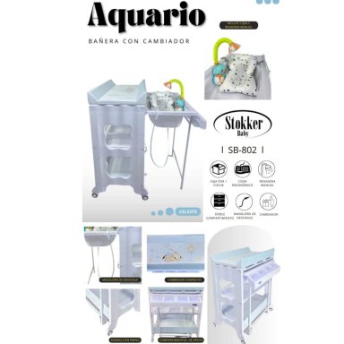 BAÑERA CAMBIADOR + REGADERA COJÍN AQUARIO CELESTE - 2