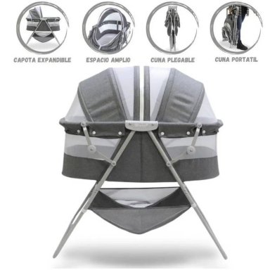 CUNA PORTÁTIL PLEGABLE PARA BEBÉ »DOLLY» GREY - 2
