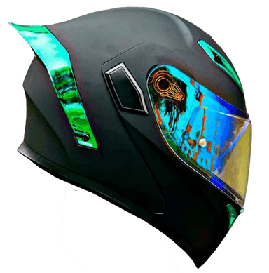 CASCO MOTO CES ABATIBLE NEGRO VERDE ZAFIRO - M