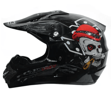 CASCO WLT HELMETS NEGRO BRILLANTE CES MOTO CROSS GAMER CERTIFICADO DOT + LENTES + GUANTES