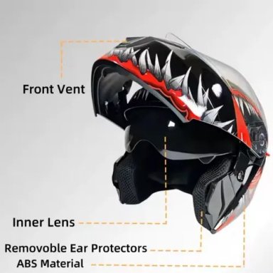 CASCO MOTO AXK ABATIBLE VENOM ROJO BRILLO OLARIZADO ROJO L - 3