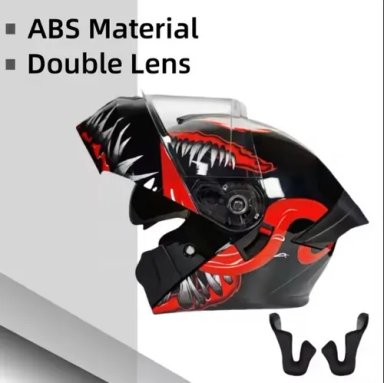 CASCO MOTO AXK ABATIBLE VENOM ROJO BRILLO OLARIZADO ROJO L - 4