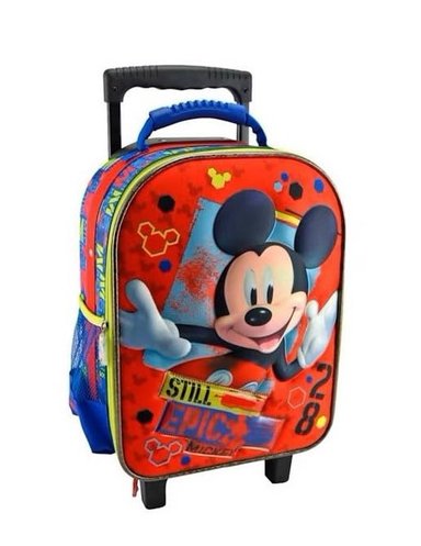 SET MALETA SCOOL MAGIC MED 3D MICKEY PILLOW ROJO - 2