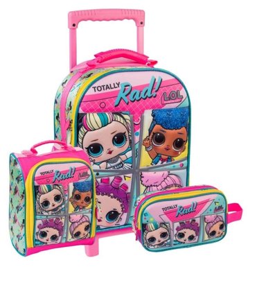 SET MALETA SCOOL MAGIC MED 3D LOL SURPRISE FUCSIA