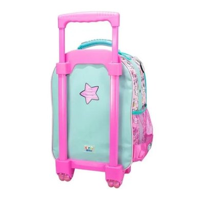 SET MALETA SCOOL MAGIC MED 3D SATIN HELLO KITTY VERDE JADE - 3