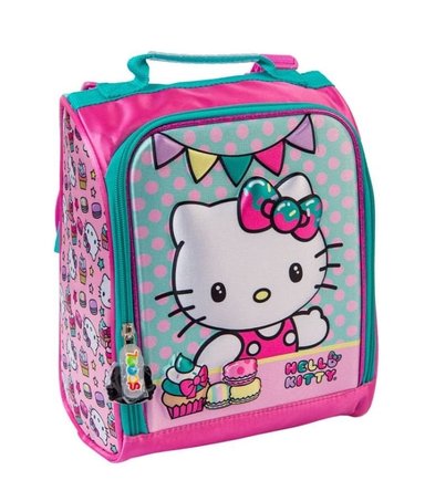 SET MALETA SCOOL MAGIC MED 3D SATIN HELLO KITTY VERDE JADE - 4