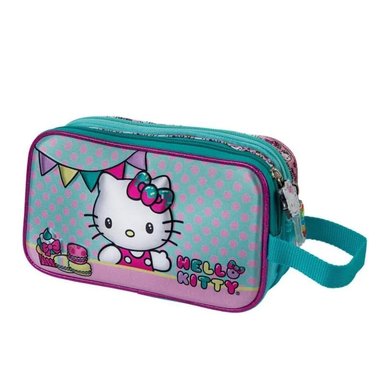 SET MALETA SCOOL MAGIC MED 3D SATIN HELLO KITTY VERDE JADE - 5