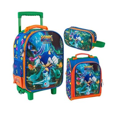 SET MALETA SCOOL MAGIC MED SONIC AZUL