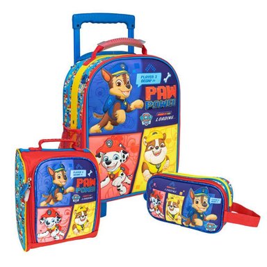 SET MALETA SCOOL EVA 3D MED PILLOW PAW PATROL ROJO