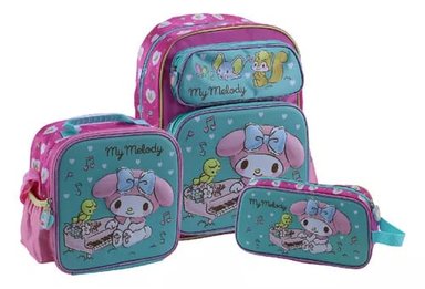 SET MOCHILA SCOOL FUCSIA EVA 3D MY MELODY