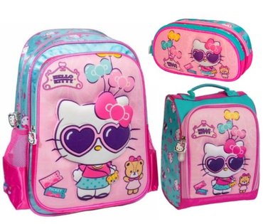 SET MOCHILA SCOOL MAGIC HELLO KITTY 3D PILLOW