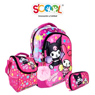 SET MOCHILA TOD SCOOL MAGIC OFICIO EVA 3D MY MELODY Y KUROMI
