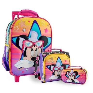 SET MALETA SCOOL MAGIC  MED 3D MINNIE