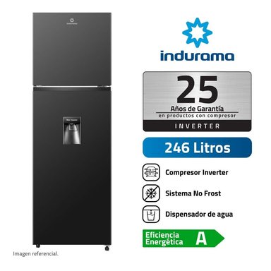 REFRIGERADORA INDURAMA TOP FREEZER NO FROST RI-389DNI 246 LITROS NEGRO