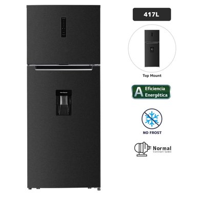 REFRIGERADORA BLACKLINE 417L NO FROST TOP MOUNT TM 417LD BI NEGRO