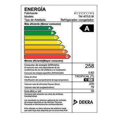 REFRIGERADORA BLACKLINE 417L NO FROST TOP MOUNT TM 417LD BI NEGRO - 6