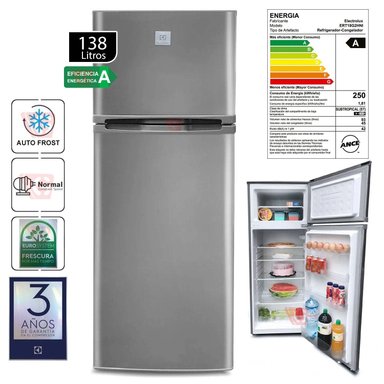 REFRIGERADORA ELECTROLUX ERT18G2HNI TOP FREEZER FROST 2 PUERTAS 138LTS GRIS
