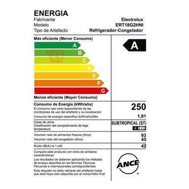REFRIGERADORA ELECTROLUX ERT18G2HNI TOP FREEZER FROST 2 PUERTAS 138LTS GRIS - 5