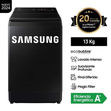 LAVADORA SAMSUNG ECOBUBBLE 13 KG NEGRA WA13CG5441BVPE - 1