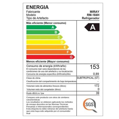 REFRIGERADORA MIRAY RM-184H EURO FRÍO 172 L - 6