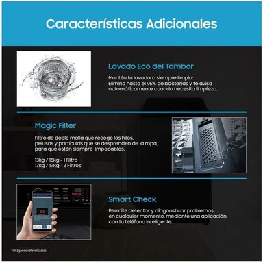 LAVADORA SAMSUNG 19KG ECOBUBBLE WA40F19E7CPE - GRIS GRAFITO - 6