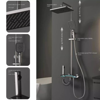 COLUMNA DUCHA HILIVING SD-SPS5 GRIS 5 MULTICHORROS TECLAS PANTALLA DIGITAL LED 126 CM - 3