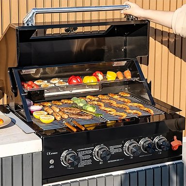 PARRILLA HIGRILL NEGRO A GAS MULTICOCCION 5 QUEMADORES EMBUTIR QUEMADOR INFRARROJO - 4