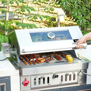 PARRILLA HIGRILL GRIS CLARO A CARBON TAPA EMPORTRAR ACERO INOXIDABLE - 2