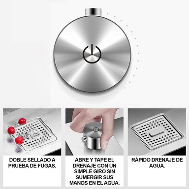 LAVADERO MULTIFUNCIONAL DE LUJO Y GRIFERÍA DUAL DE ACERO INOXIDABLE 304 CON ÁREA DE ENJUAGUE PARA VASOS 7 FUNCIONES - 5