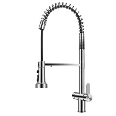 GRIFERIA ALTA MULTIFUNCION DE LUJO CON DISPENSADOR DE AGUA FILTRADA Y RESORTE - ACERO INOXIDABLE 304