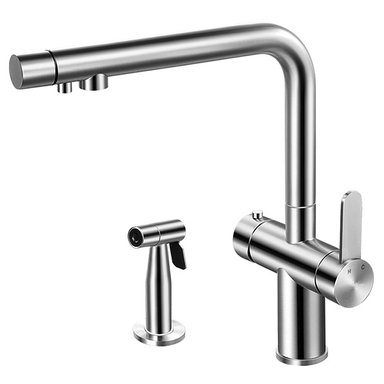 GRIFERIA MULTIFUNCIONAL DE LUJO CON DISPENSADOR DE AGUA FILTRADA Y PISTOLA ROCIADORA - ACERO INOXIDABLE 304