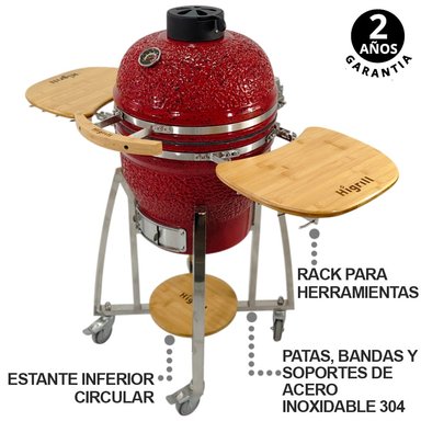 KAMADO 18' ROJO CON PUNTOS NEGROS PREMIUM CON HERRAMIENTAS