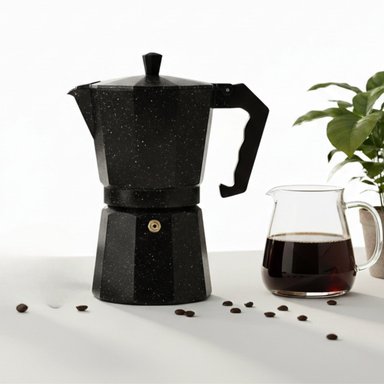CAFETERA ITALIANA MOKA DE 9 TAZAS COLOR NEGRO DE 450 ML