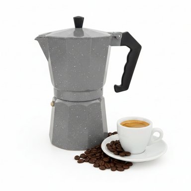 CAFETERA ITALIANA MOKA DE 9 TAZAS COLOR PLOMO DE 450 ML