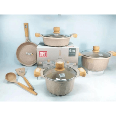 JUEGO DE OLLAS MGC MG-485 CREMA ROCA VOLCANICA ANTI-ADHERENTE 9PCS - 6