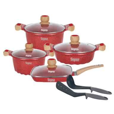 JUEGO DE OLLAS REYNA PETRAX10 ROJO ANTIADHERENTE X10 PIEZAS