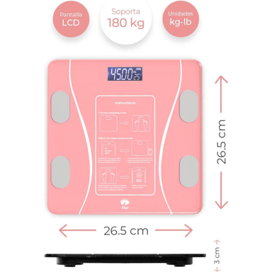 BALANZA OEM DIGITAL SMART BLUETOOTH COLOR ROSA BLZ-BLTH-NGR 180 KG - 2