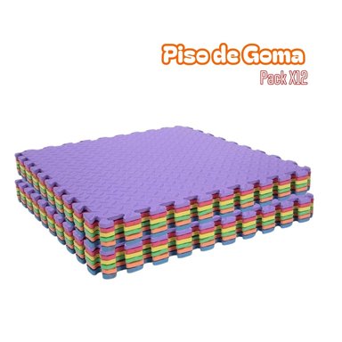 PISO GOMA MULTICOLOR BEBÉ 60 X 60CM PACK POR 12 UNID