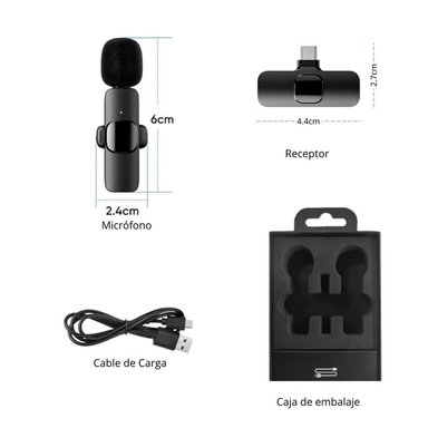 MICRÓFONO K8 INALAMBRICO LAVALIER SOLAPERO ENTRADA TIPO C - 3
