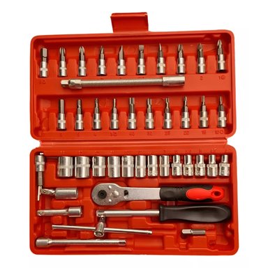 SET HERRAMIENTAS PENTHA 46 PIEZAS LLAVES DADOS Y PUNTAS ACERO