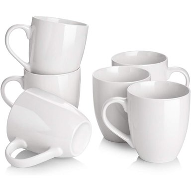 TAZAS BLANCAS Y ELEGANTES DE PORCELANA PACK X6 PARA CAFÉ, TÉ Y MÁS