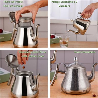 CAFETERA TETERA 1.5L CON FILTRO DE ACERO INOXIDABLE - 4