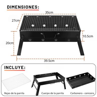 PARRILLA A CARBÓN PLEGABLE Y PORTÁTIL IDEAL PARA PICNIC - 3