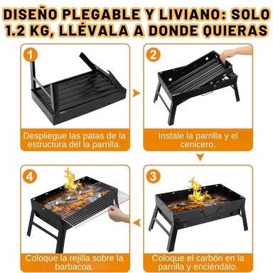 PARRILLA A CARBÓN PLEGABLE Y PORTÁTIL IDEAL PARA PICNIC - 5